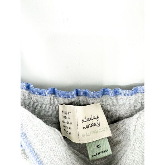 ANTHROPOLOGIE SATURDAY SUNDAY MADELINE COZY LOUNGE KNIT JUMPSUIT GRAY Blue XS - Picture 5 of 6